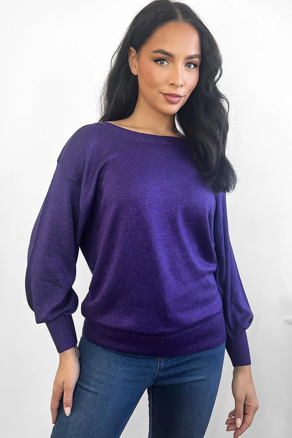 Shimmering Comfy Slouchy-Fit Pullover Sweater