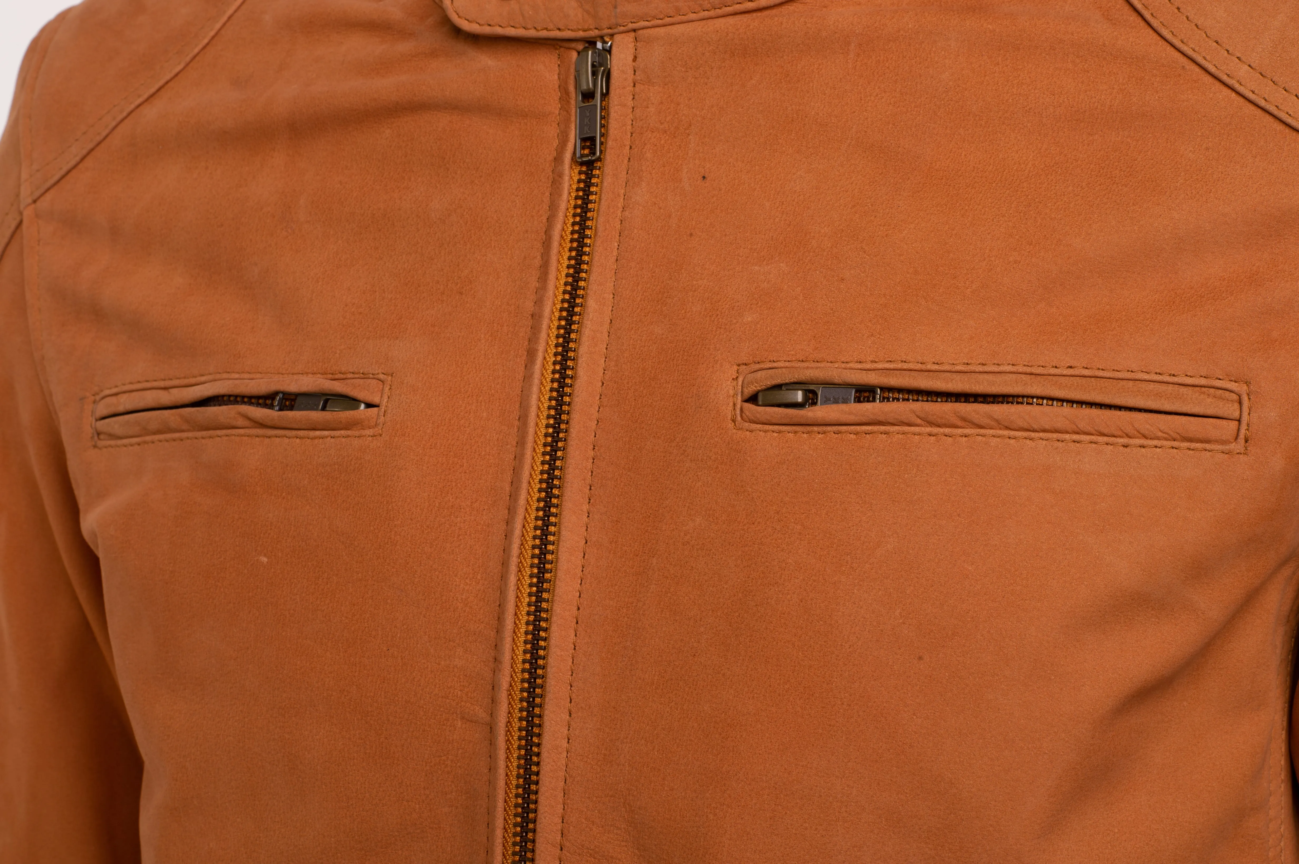 Steve's nubuck leather plain moto style jacket