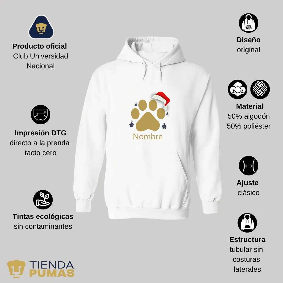 Sudadera Mujer Hoodie  Pumas UNAM Garra