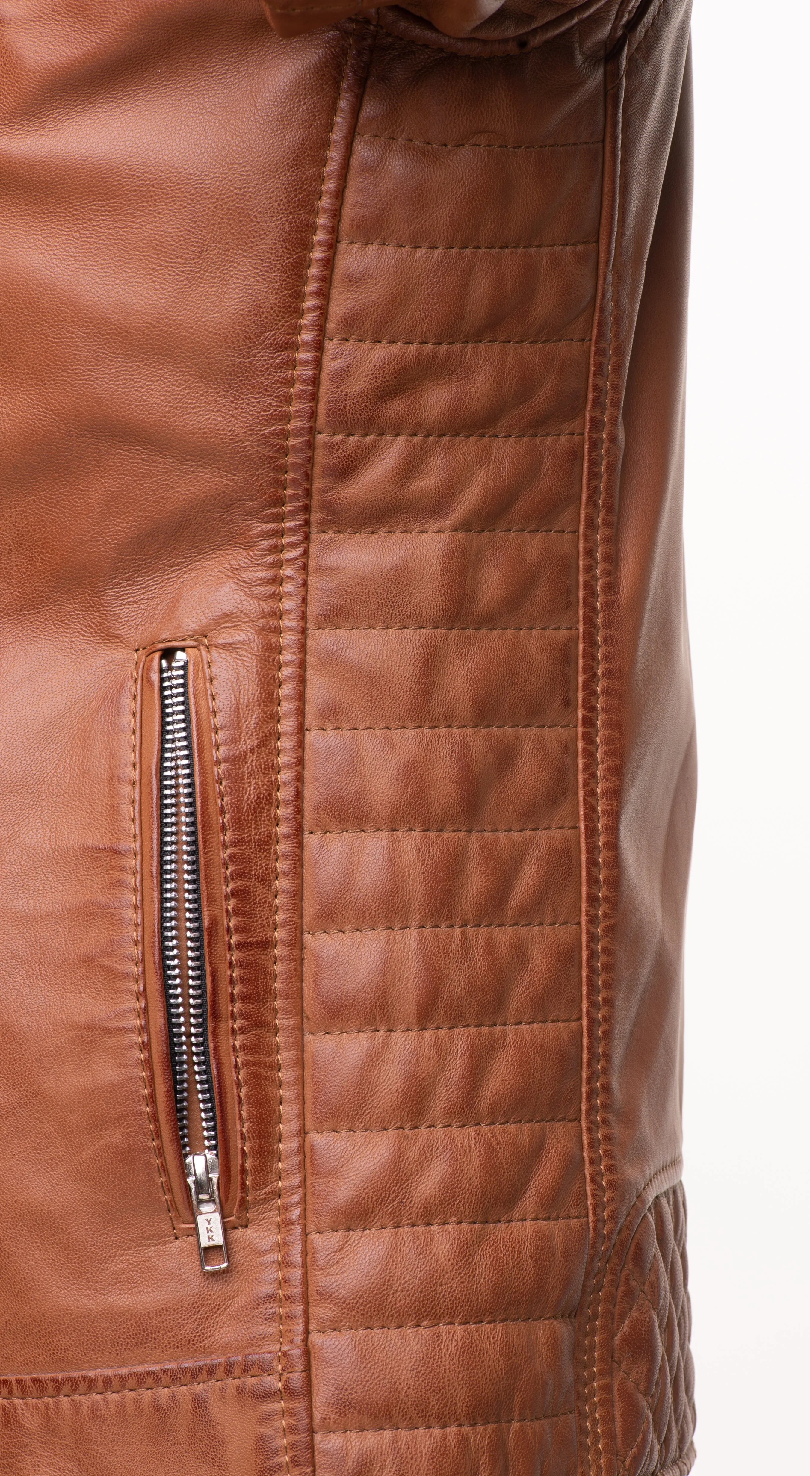 Tan Quilted Biker leather jacket