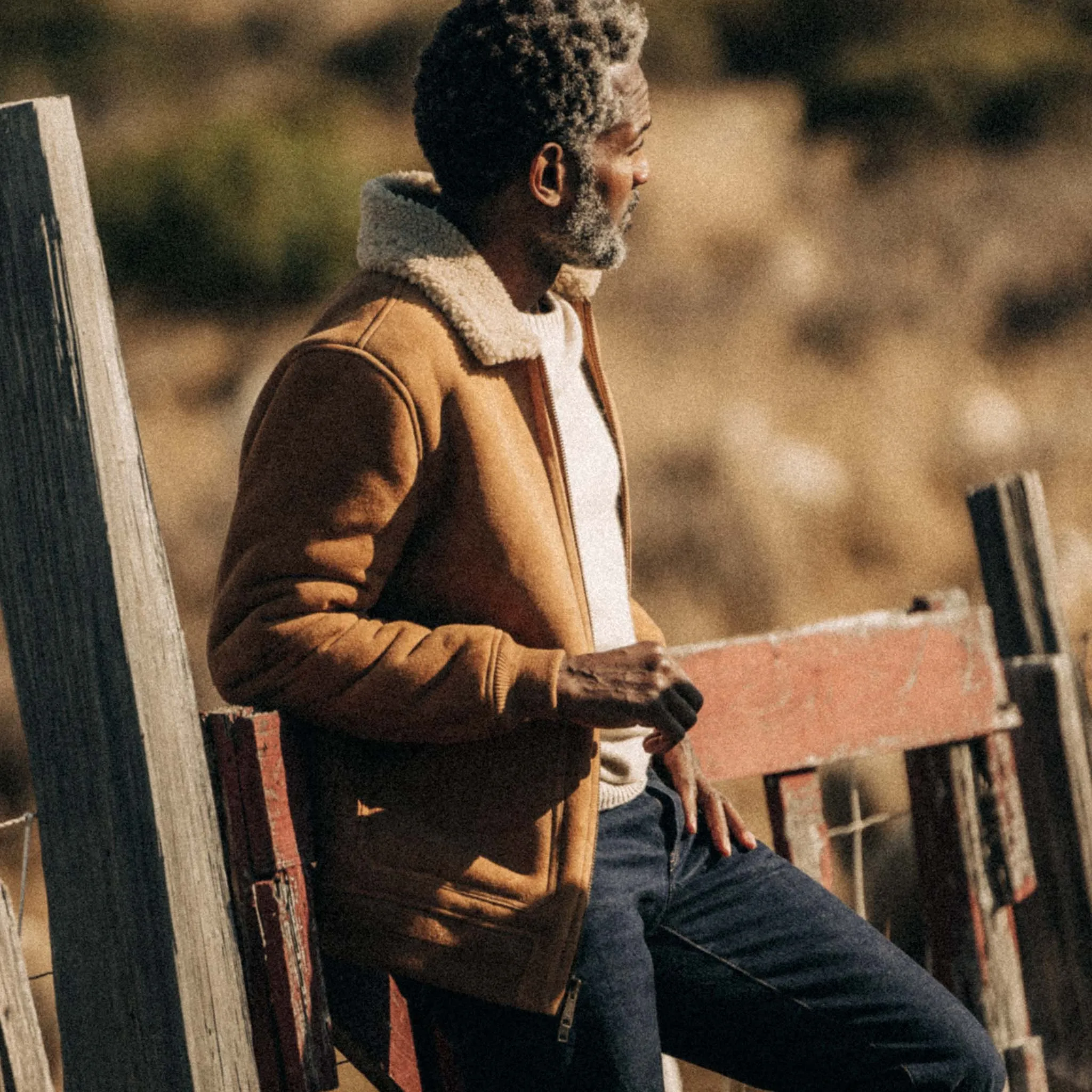 The Wright Jacket in Camel Shearling Leather