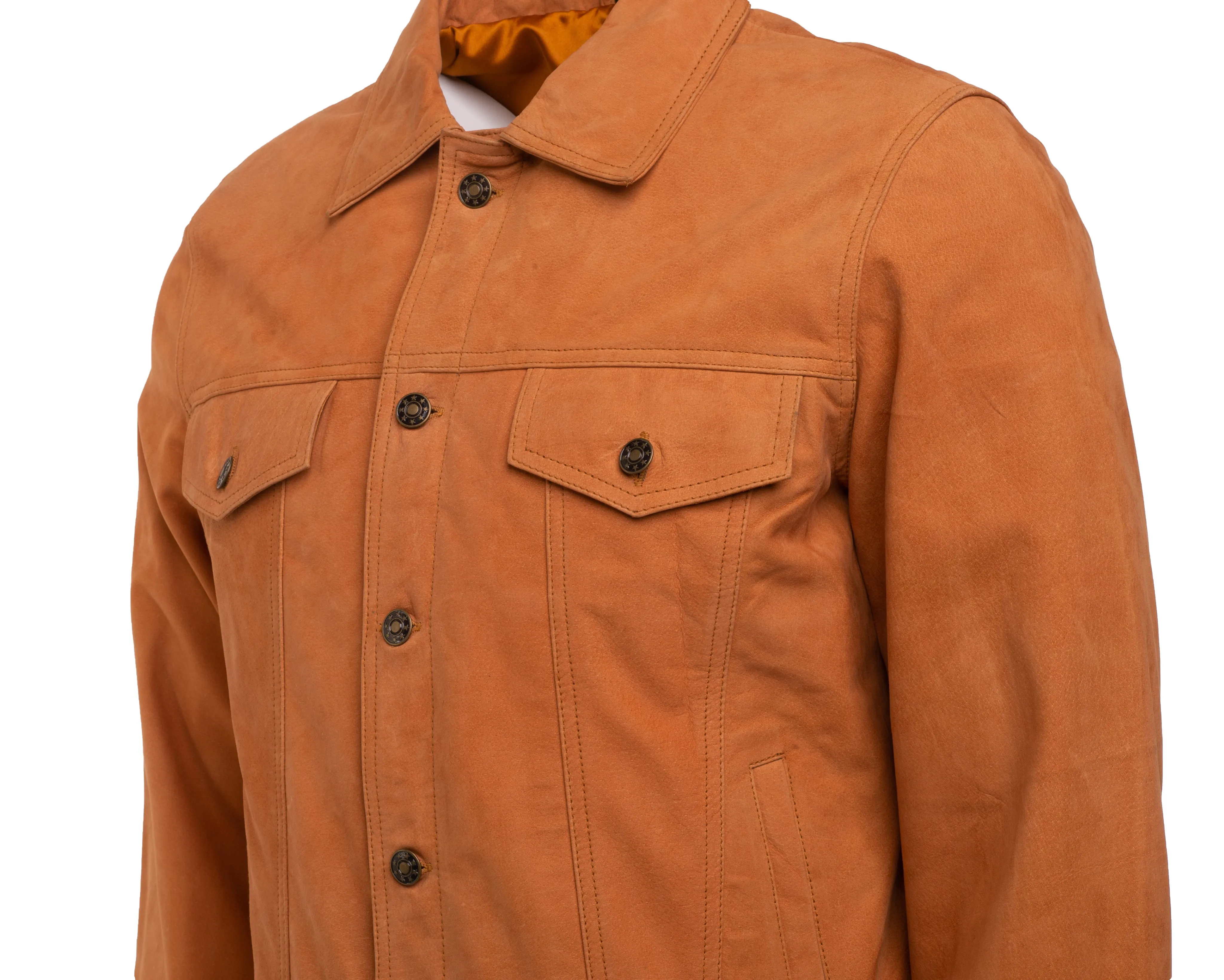 Trucker Shirt Tan Suede Leather jacket