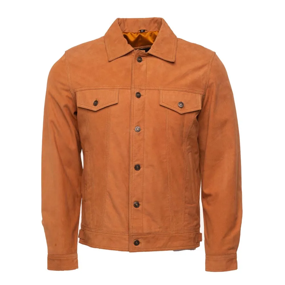 Trucker Shirt Tan Suede Leather jacket