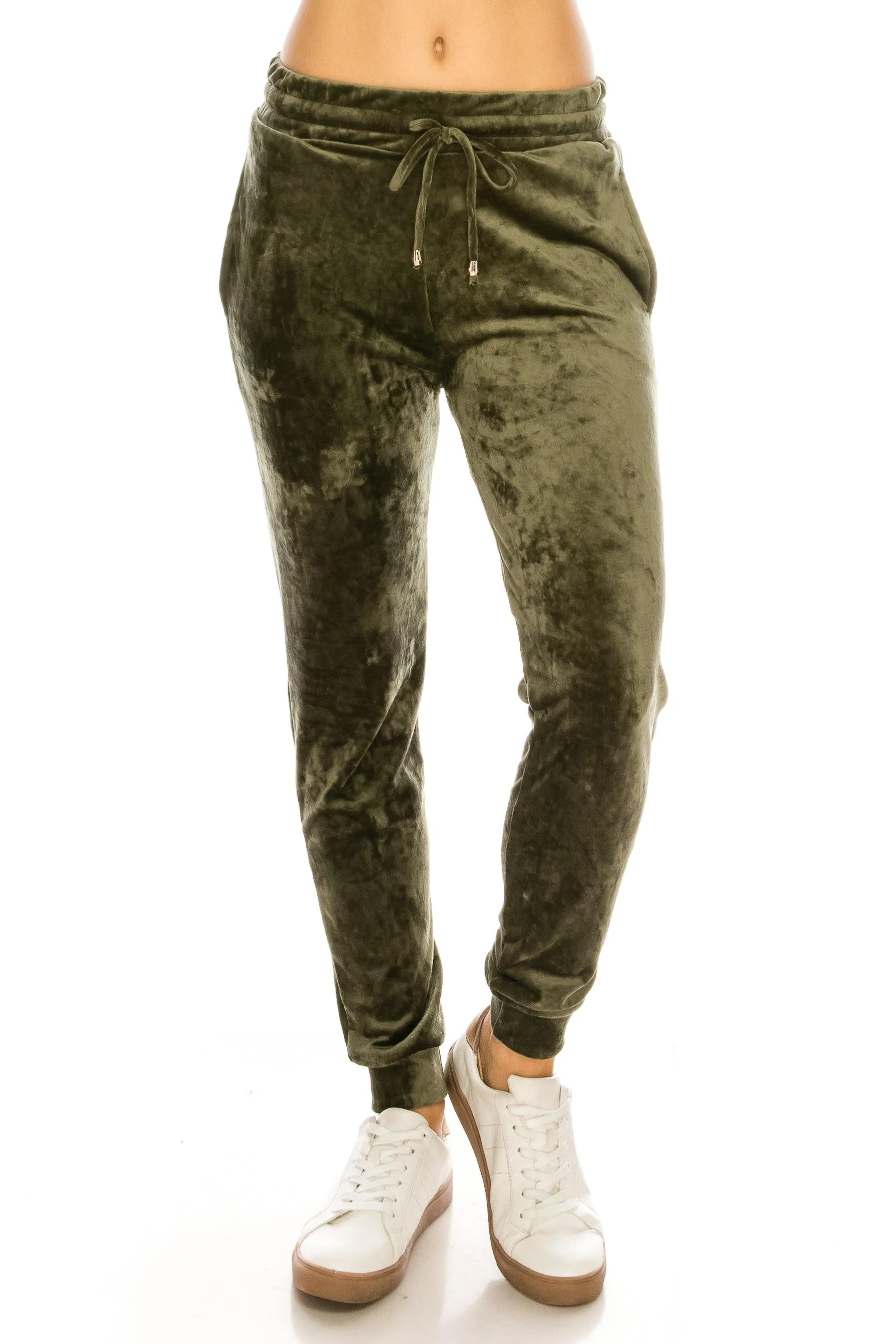 Velvet Velour Joggers - Solid Basic Premium Soft Stretch Warm Winter Sweatpants Joggers