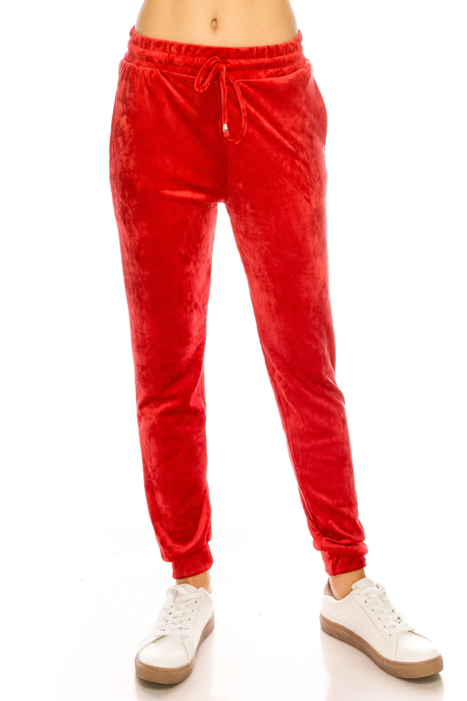 Velvet Velour Joggers - Solid Basic Premium Soft Stretch Warm Winter Sweatpants Joggers