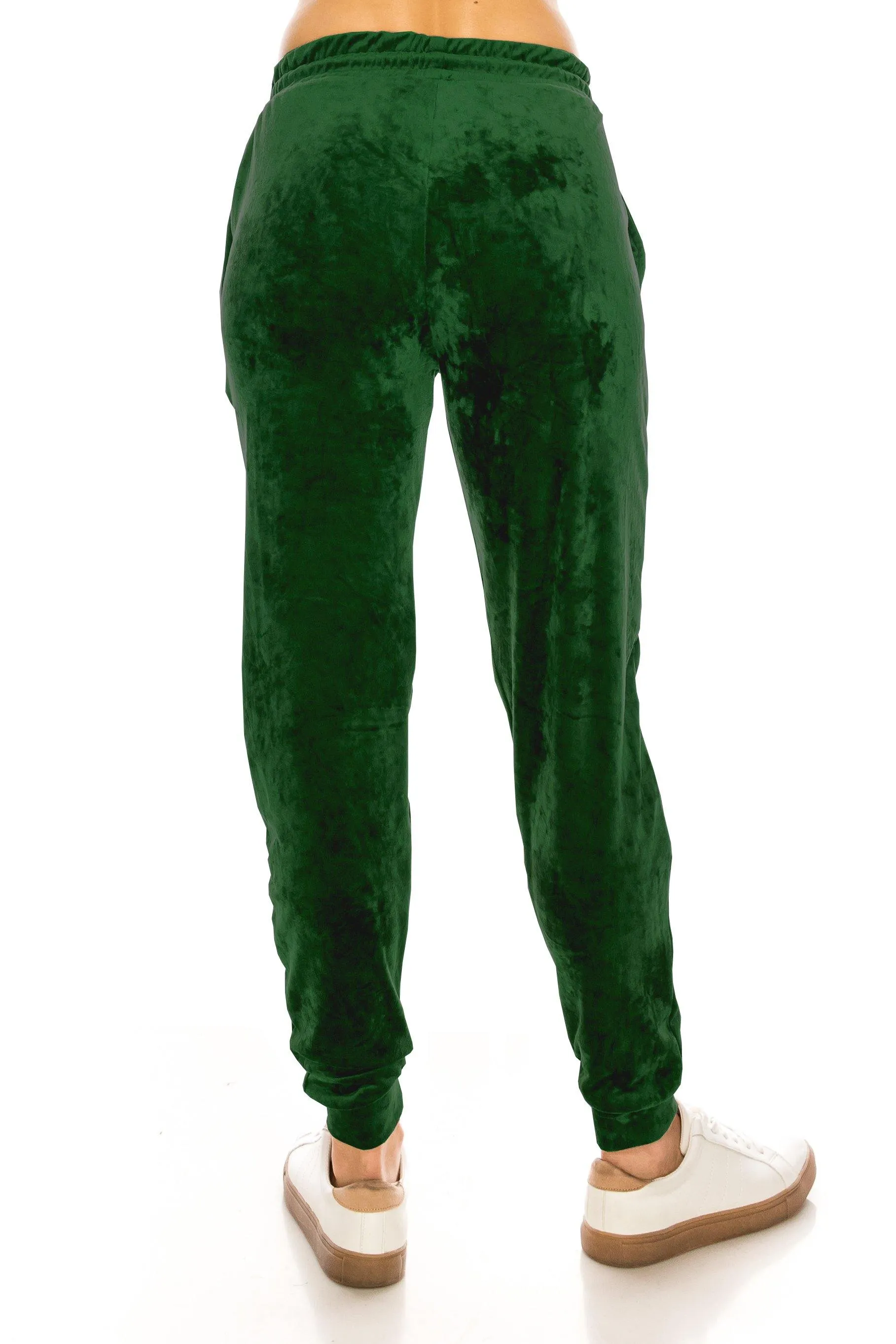 Velvet Velour Joggers - Solid Basic Premium Soft Stretch Warm Winter Sweatpants Joggers