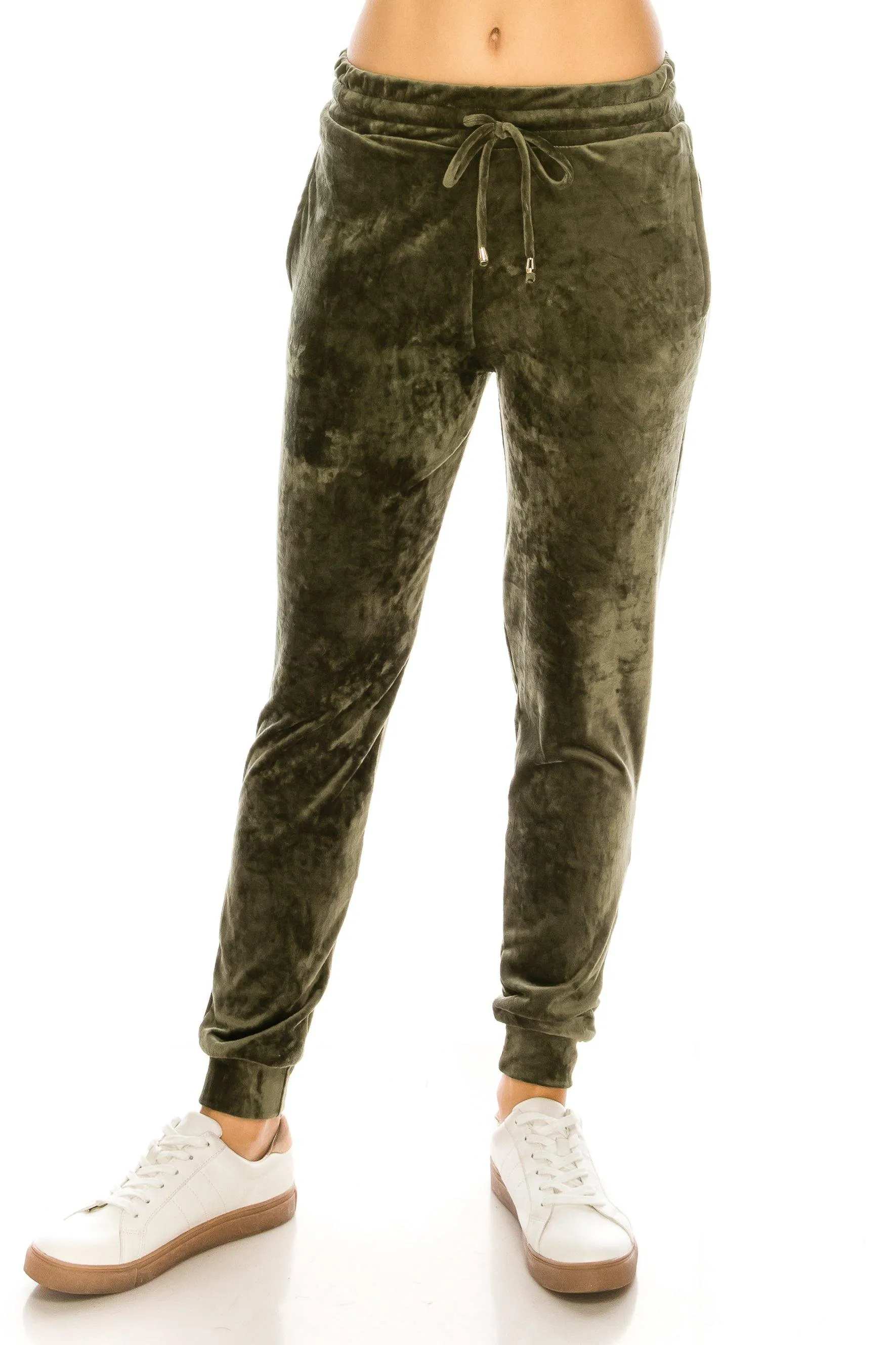 Velvet Velour Joggers - Solid Basic Premium Soft Stretch Warm Winter Sweatpants Joggers