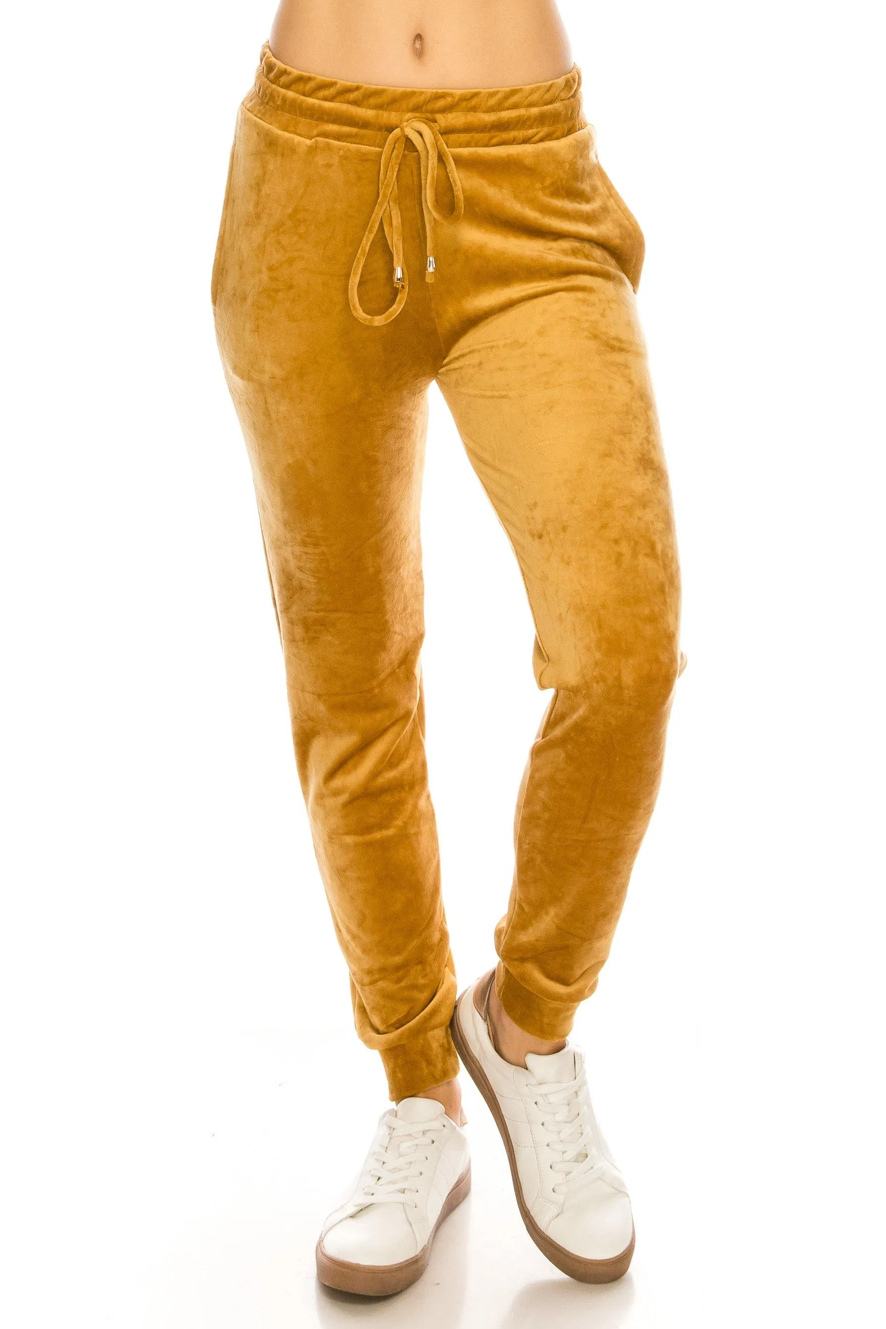 Velvet Velour Joggers - Solid Basic Premium Soft Stretch Warm Winter Sweatpants Joggers