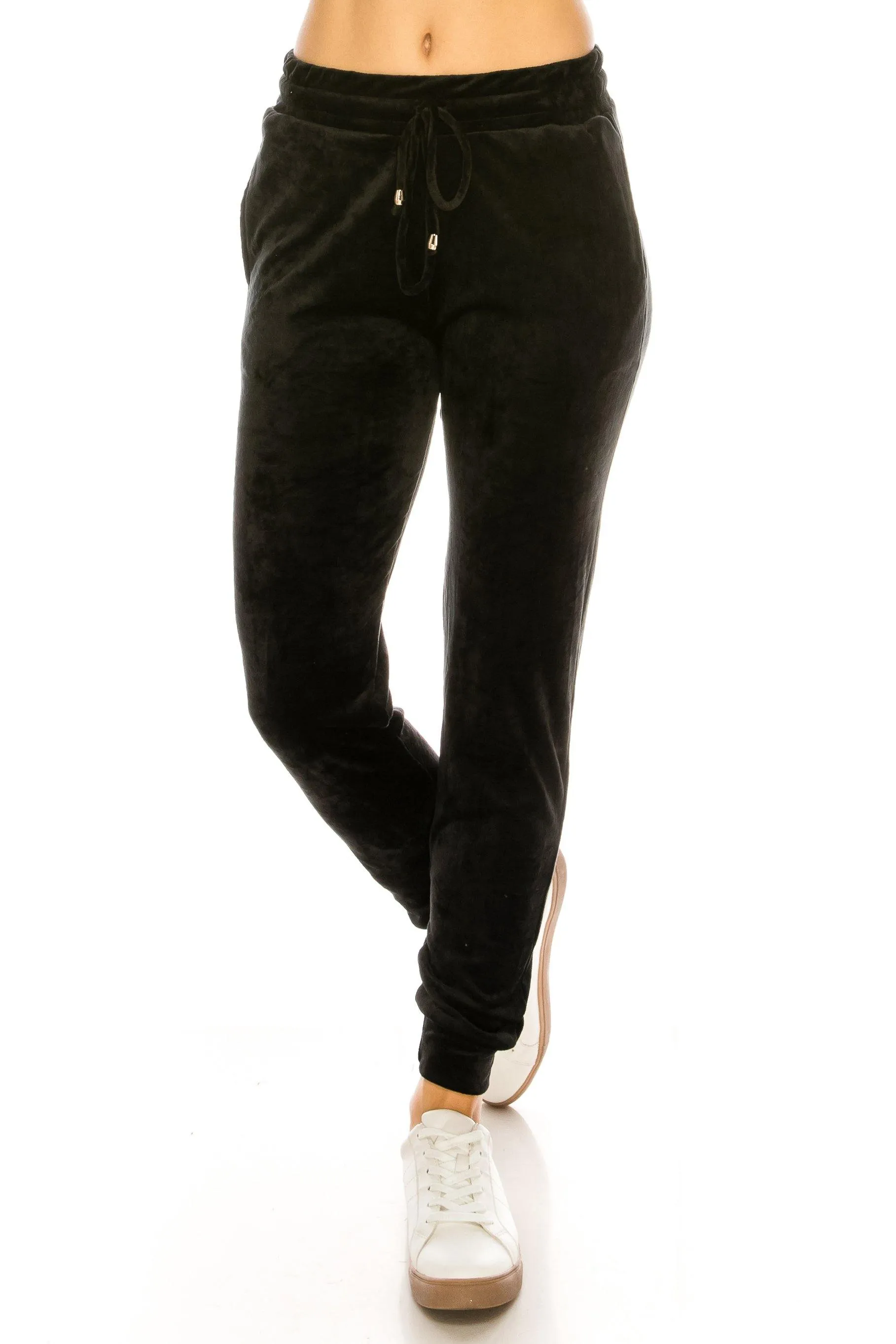 Velvet Velour Joggers - Solid Basic Premium Soft Stretch Warm Winter Sweatpants Joggers