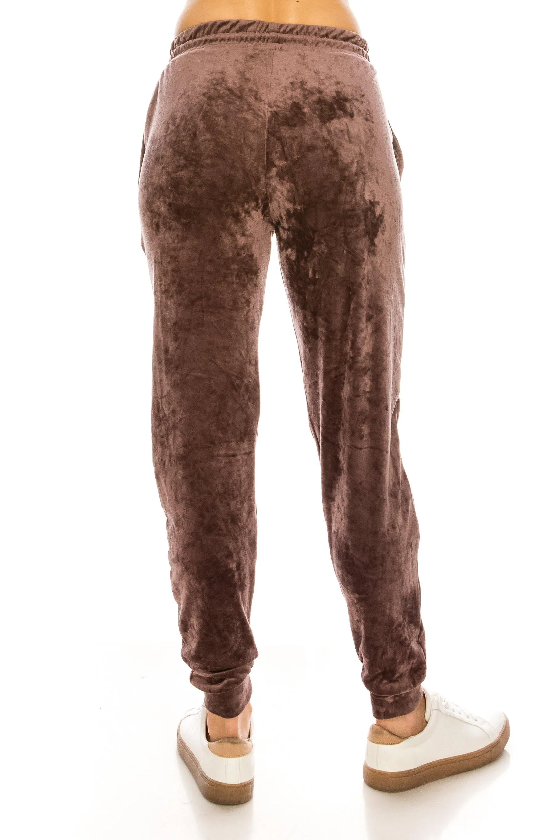 Velvet Velour Joggers - Solid Basic Premium Soft Stretch Warm Winter Sweatpants Joggers