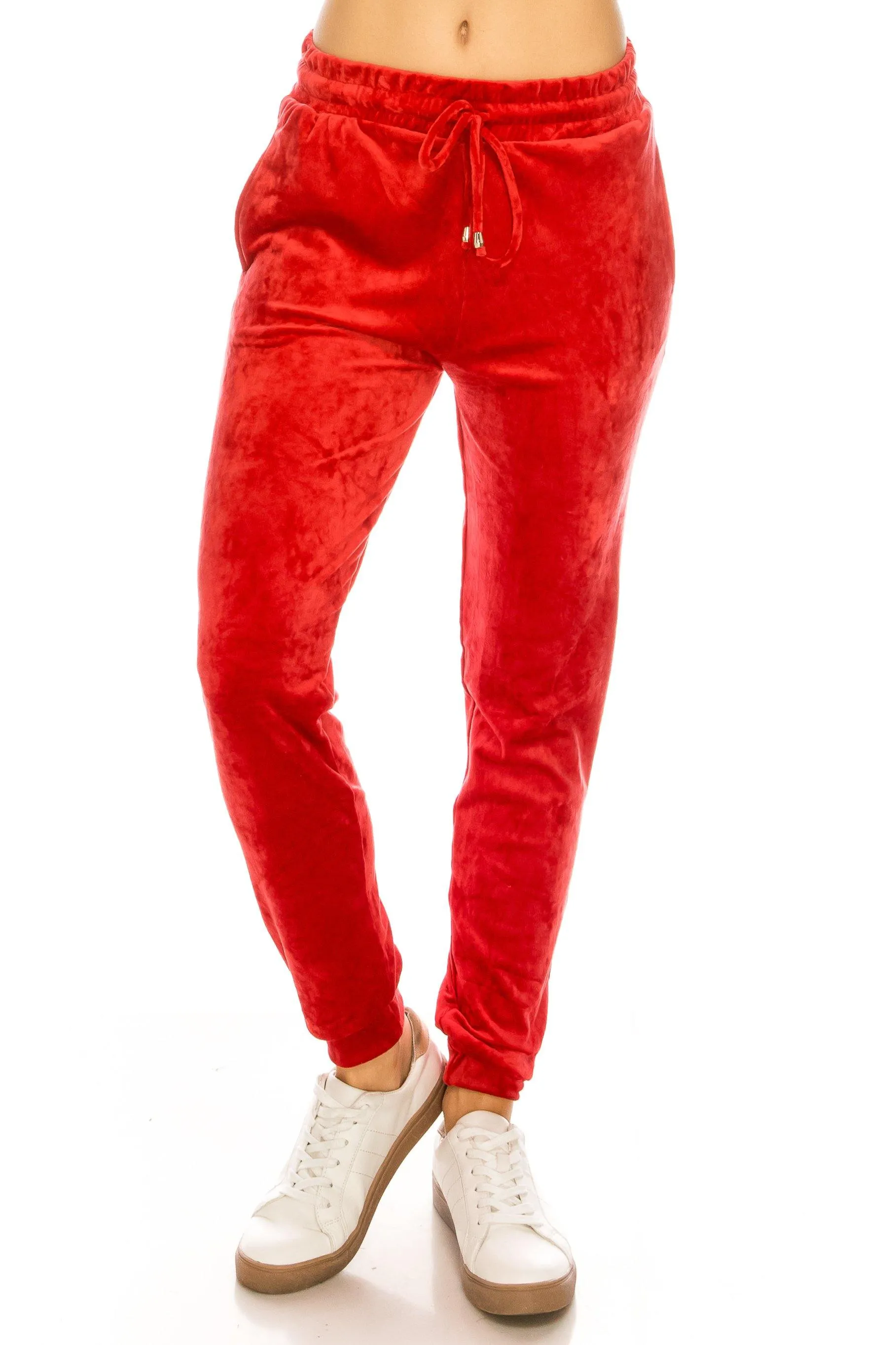 Velvet Velour Joggers - Solid Basic Premium Soft Stretch Warm Winter Sweatpants Joggers