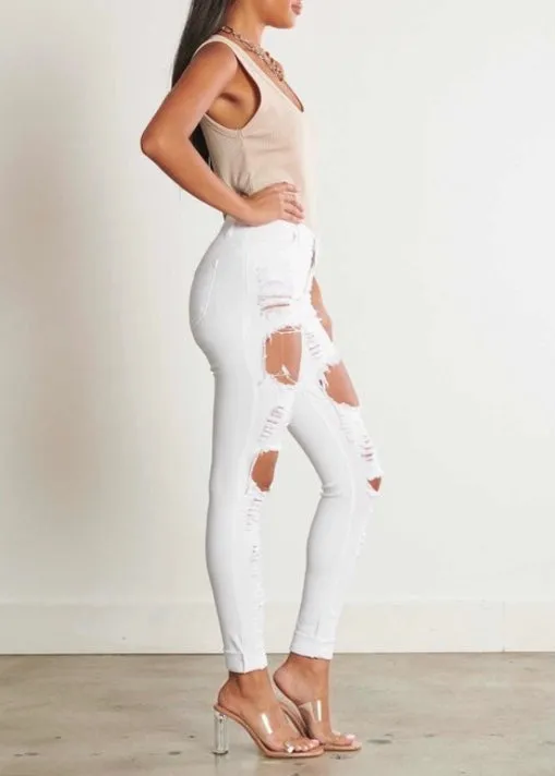 Vibrant Denim Skinny Jeans (White) P1093