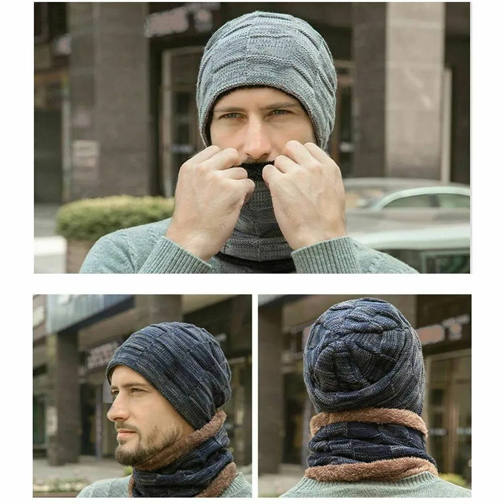 Winter Warm Knit Beanie Hat And Scarf Set