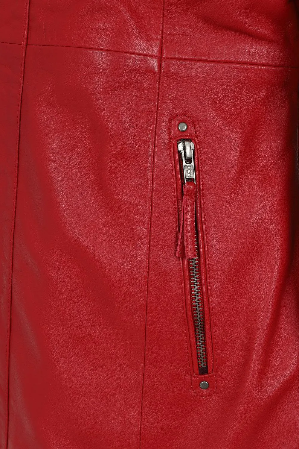 Women's Beautiful Hip Length Red Leather Jacket - 'ALEXA'