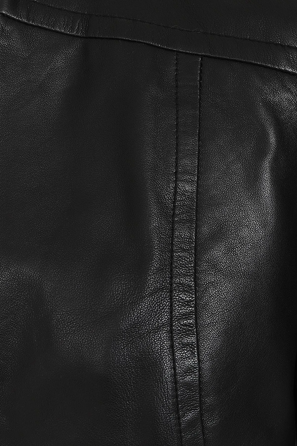 Women's Black Classic Zip Up Genuine Leather Jacket with a “V” Neck  - LAURA