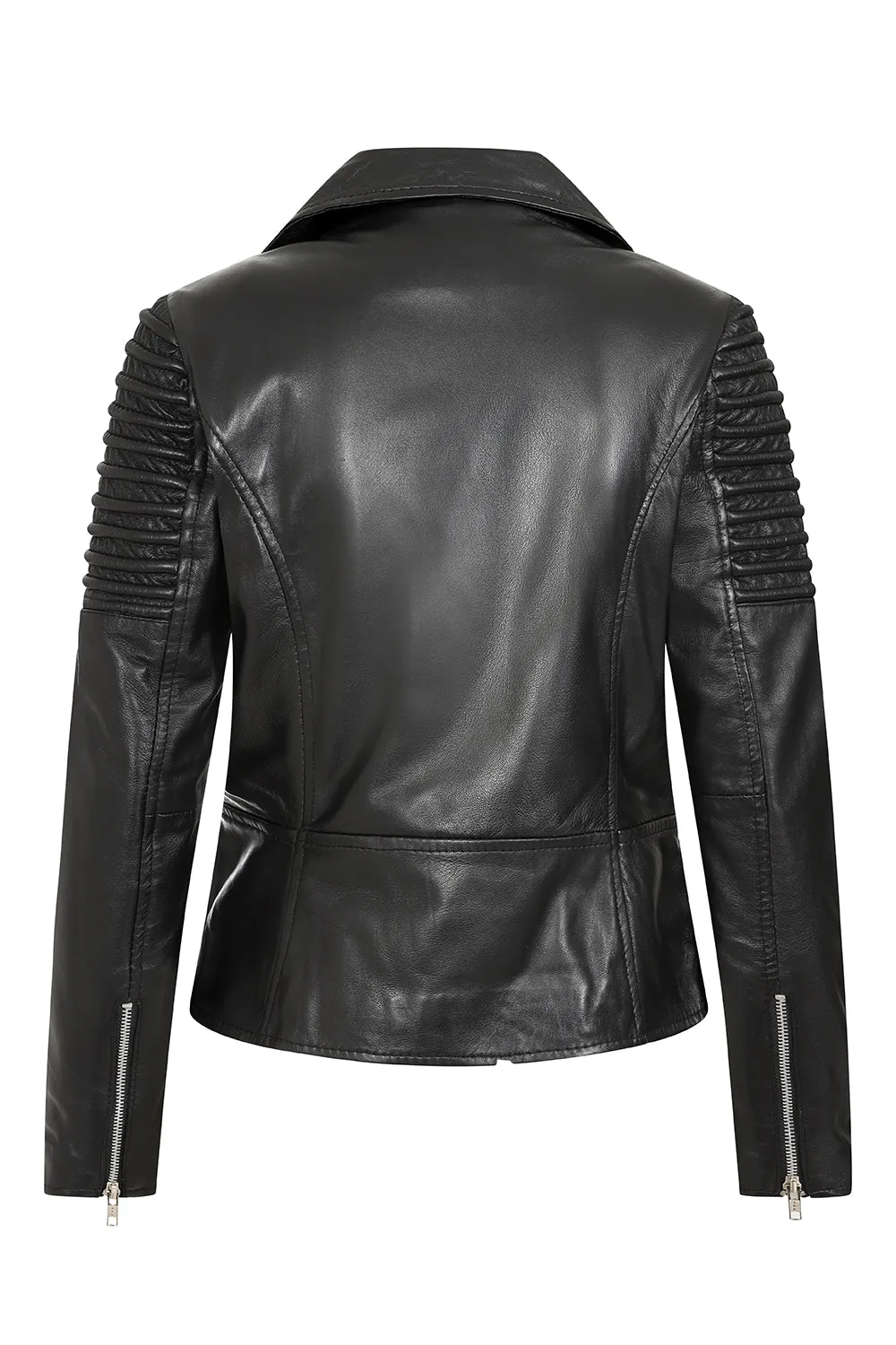 Women's Black Leather Biker Jacket - 'ROSIE'