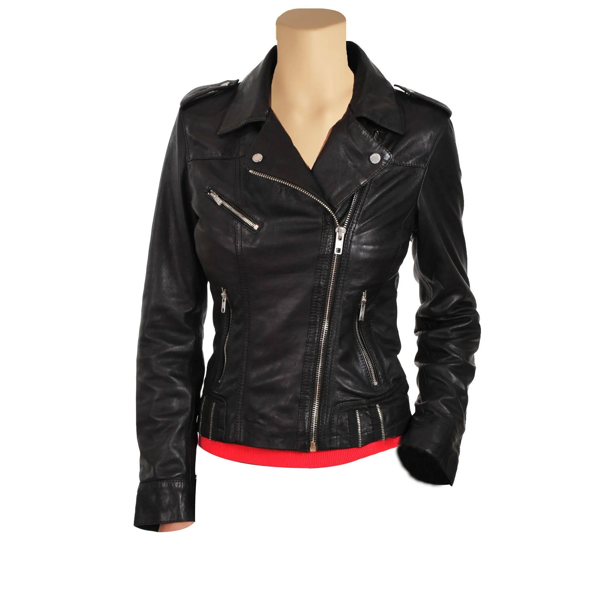 Women’s Classic Biker Style Leather Jacket