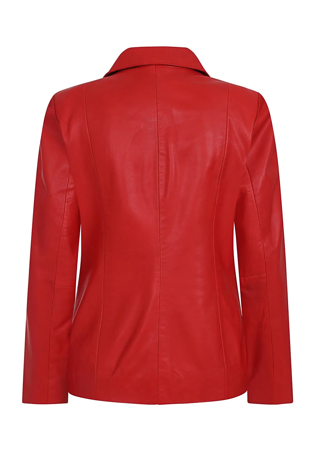 Women's Classic Red Real Leather Jacket - DEBBIE