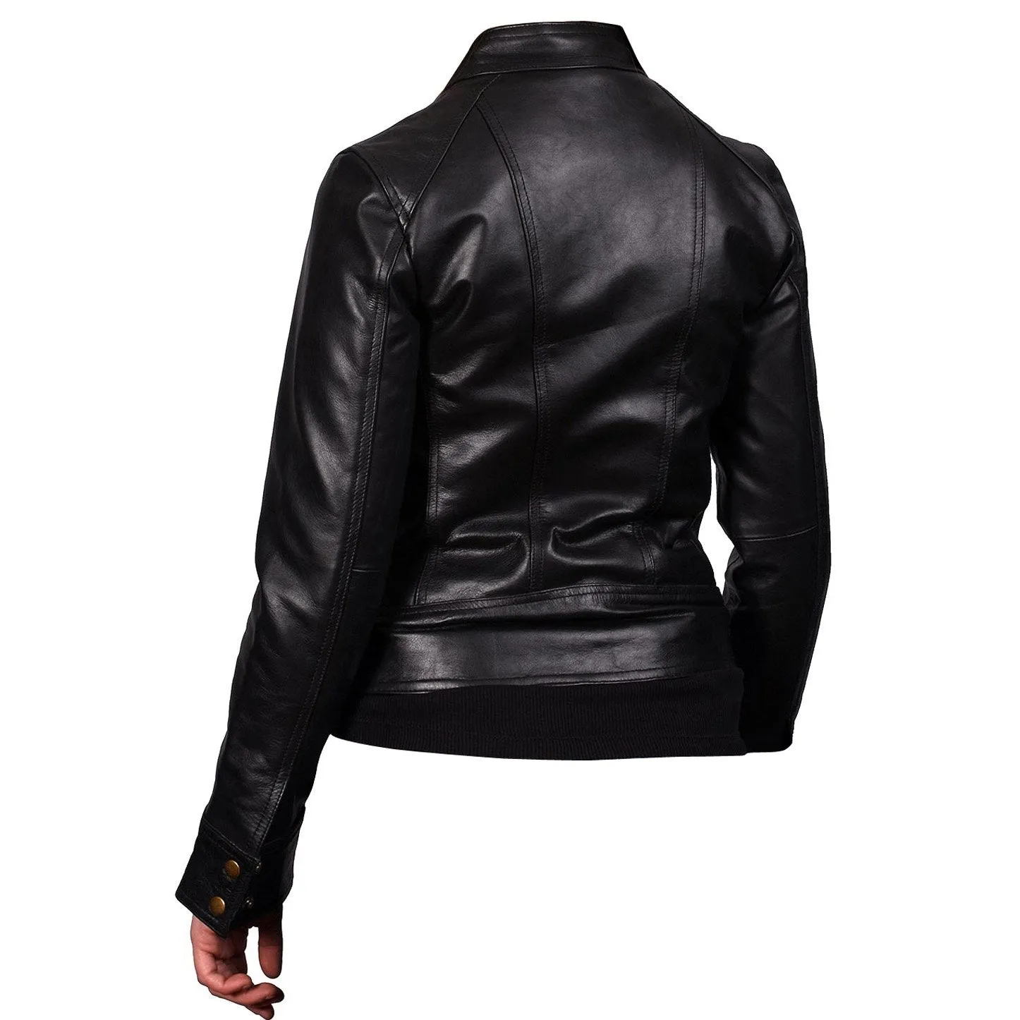 Women’s Devora Black Leather Jacket With Front Zipper