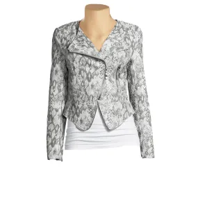 Women's grey snake print leather jacket