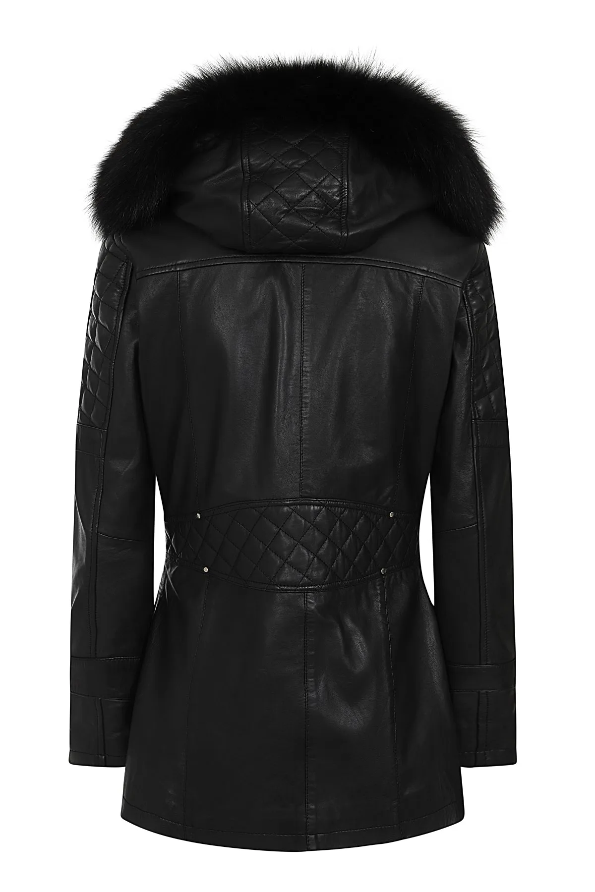 Women's Leather Jacket black - AMY