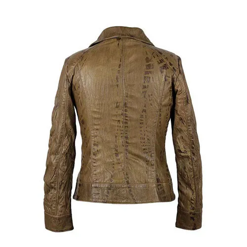 Womens Sterling Olive Green Waxed Leather Jacket