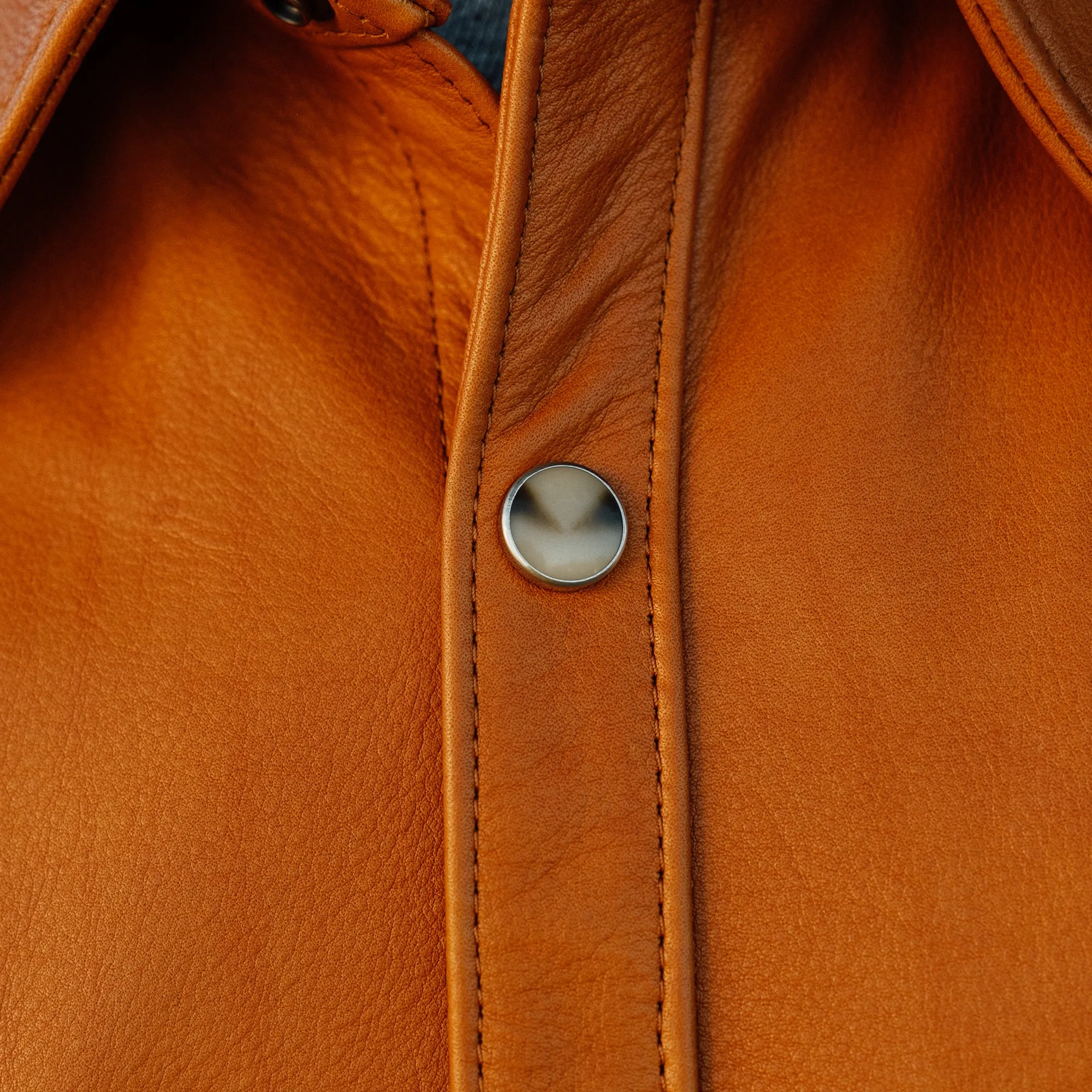 Y'2 Leather SS-13 Oiled Steerhide Western Shirt Camel